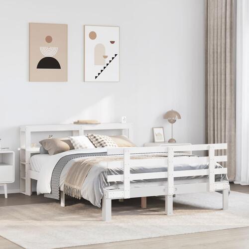 Sengeramme med hovedgærde uden madras Hvid 160x200 cm