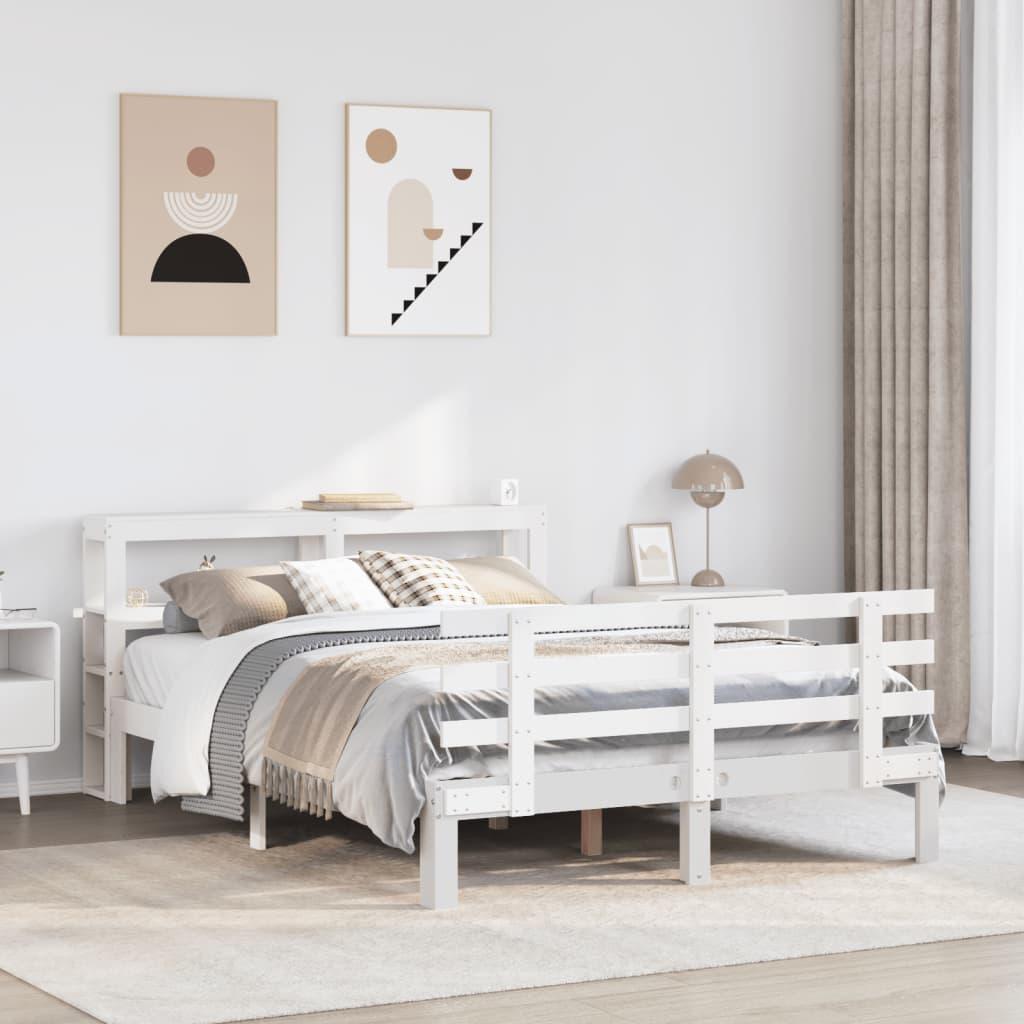 Sengeramme med hovedgærde uden madras Hvid 160x200 cm