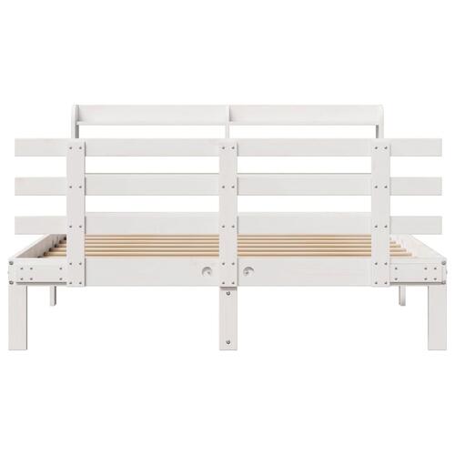 Sengeramme med sengegavl135x190 cm massivt fyrretræ hvid