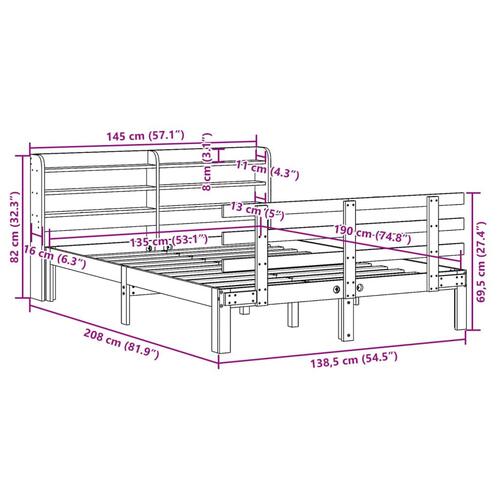 Sengeramme med sengegavl135x190 cm massivt fyrretræ hvid