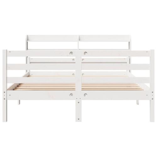 Sengeramme med sengegavl 150x200 cm massivt fyrretræ hvid
