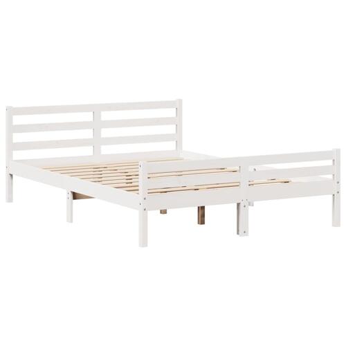 Sengeramme med sengegavl 150x200 cm massivt fyrretræ hvid