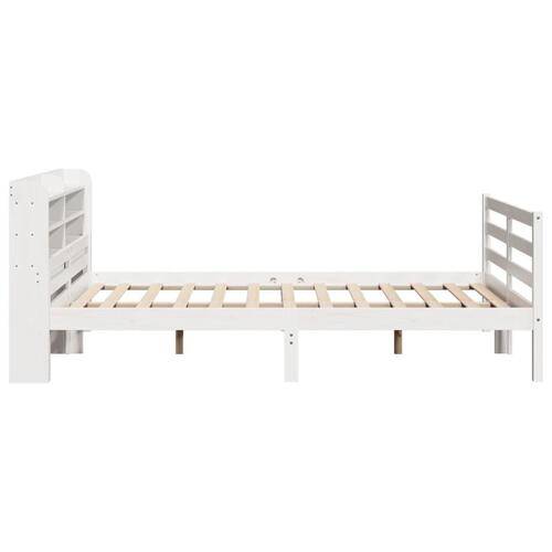 Sengeramme med sengegavl 150x200 cm massivt fyrretræ hvid