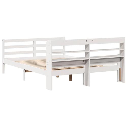 Sengeramme med sengegavl 150x200 cm massivt fyrretræ hvid