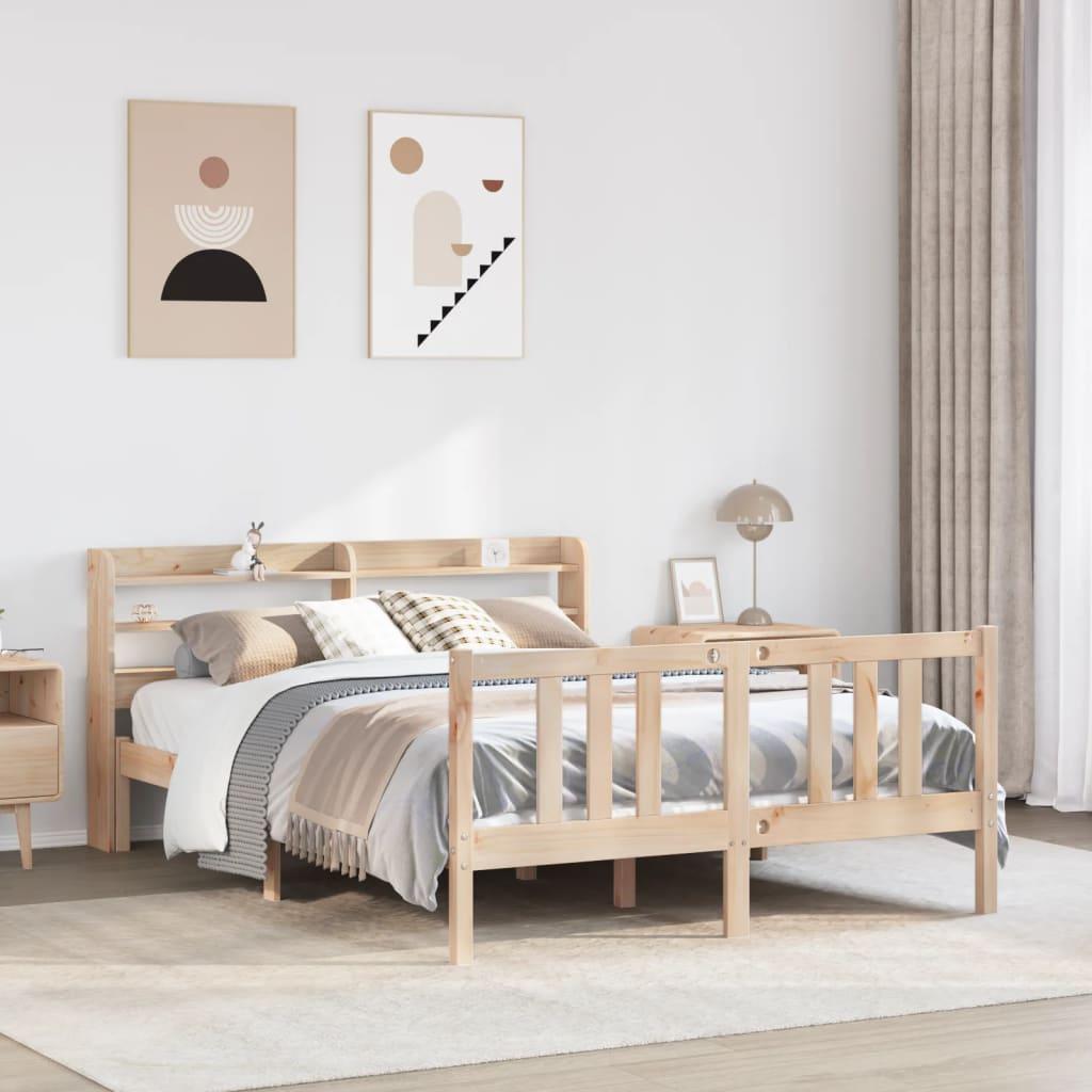 Sengeramme med sengegavl 140x190 cm massivt fyrretræ