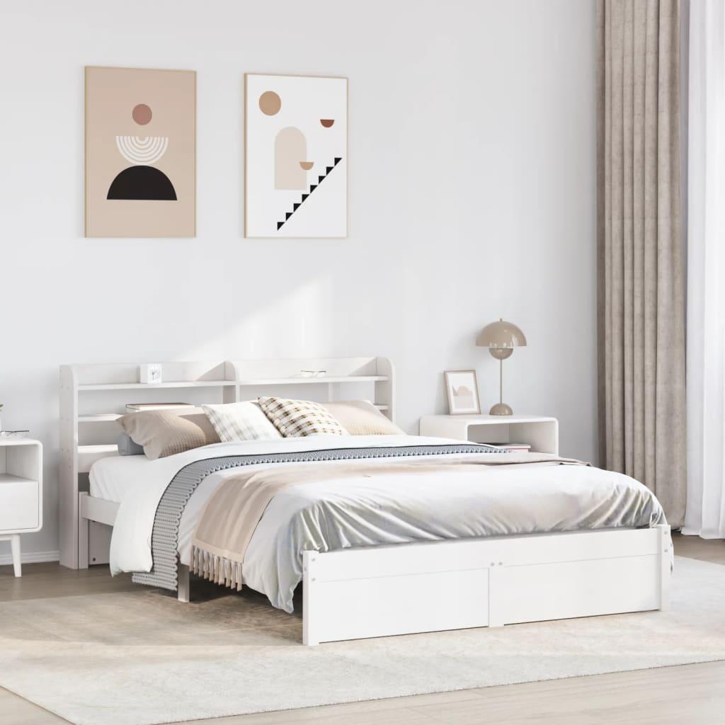 Sengeramme med hovedgærde uden madras Hvid 140x200 cm