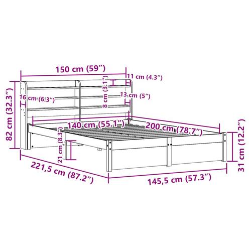 Sengeramme med hovedgærde uden madras Hvid 140x200 cm