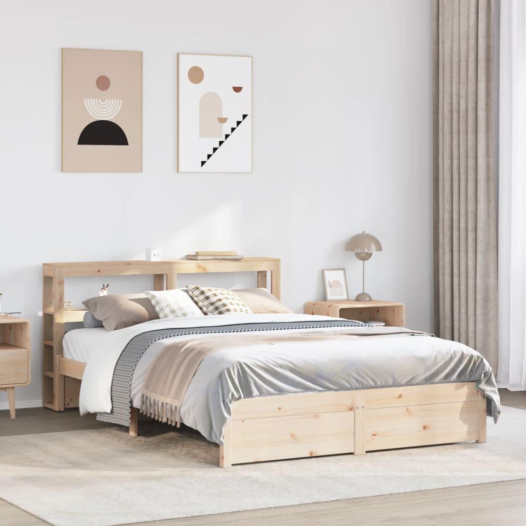 Sengeramme med sengegavl 120x200 cm massivt fyrretræ hvid