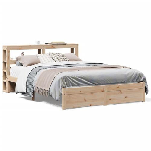 Sengeramme med sengegavl 120x200 cm massivt fyrretræ hvid