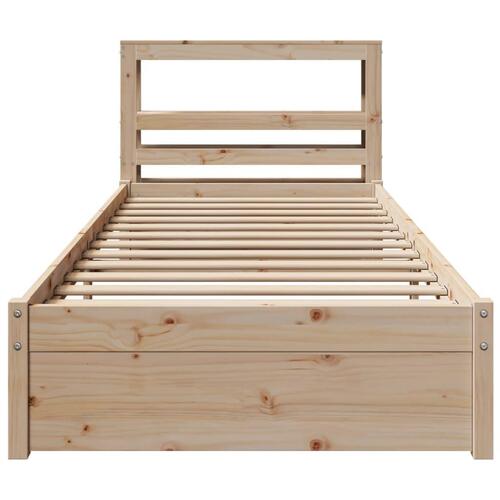 Sengeramme med sengegavl 75x190 cm massivt fyrretræ