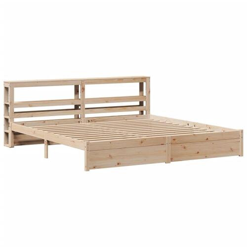 Sengeramme med sengegavl 200x200 cm massivt fyrretræ