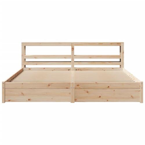 Sengeramme med sengegavl 200x200 cm massivt fyrretræ