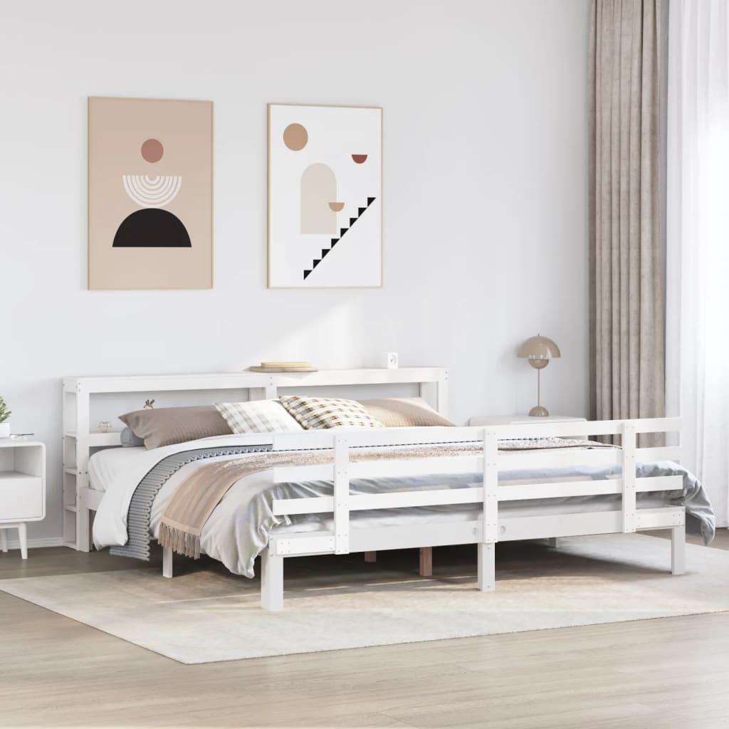 Sengeramme med hovedgærde uden madras Hvid 180x200 cm