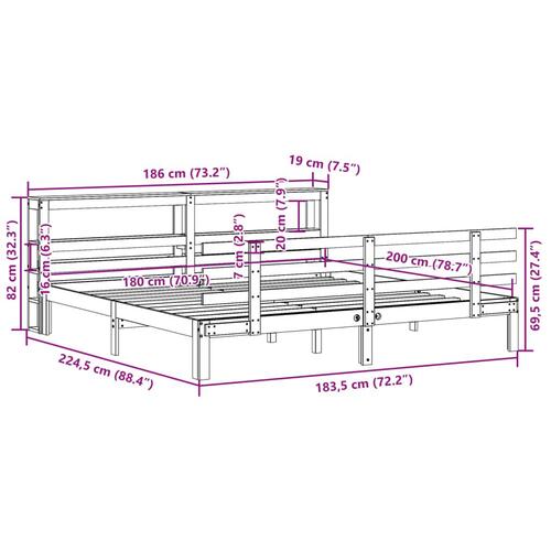 Sengeramme med hovedgærde uden madras Hvid 180x200 cm
