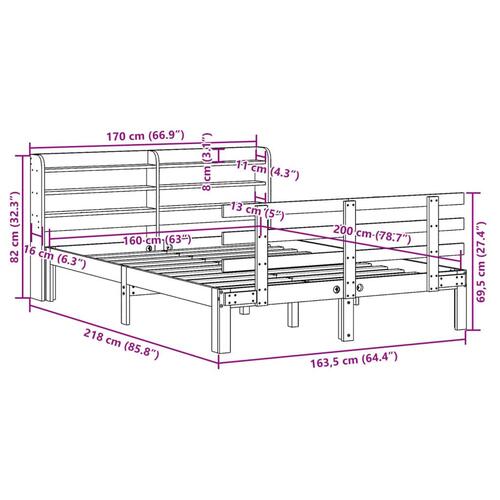Sengeramme med sengegavl 160x200 cm massivt fyrretræ