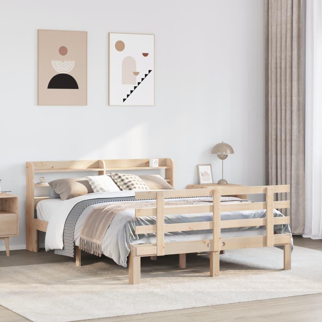Sengeramme med sengegavl 150x200 cm massivt fyrretræ