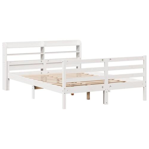 Sengeramme med sengegavl135x190 cm massivt fyrretræ hvid