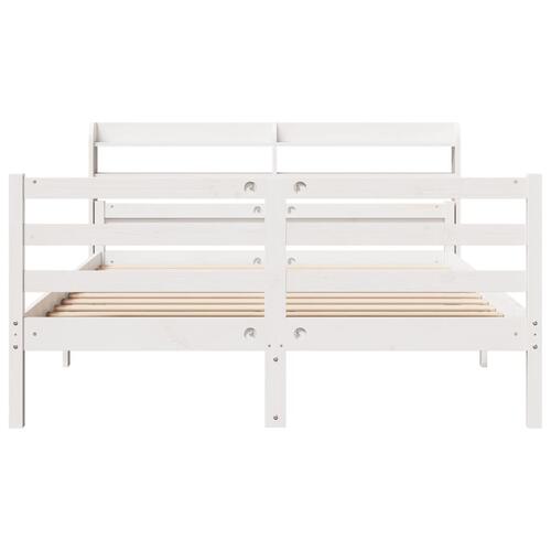 Sengeramme med sengegavl135x190 cm massivt fyrretræ hvid