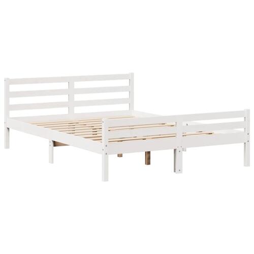 Sengeramme med sengegavl135x190 cm massivt fyrretræ hvid