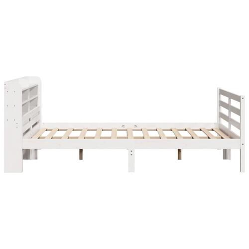 Sengeramme med sengegavl135x190 cm massivt fyrretræ hvid