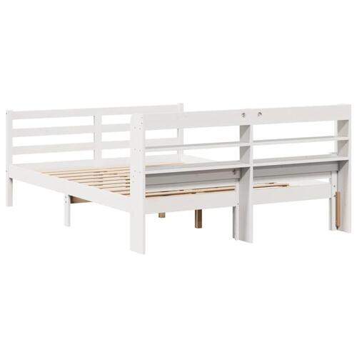 Sengeramme med sengegavl135x190 cm massivt fyrretræ hvid