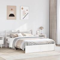 Sengeramme med sengegavl 150x200 cm massivt fyrretræ hvid