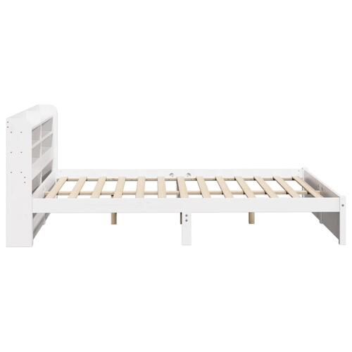 Sengeramme med sengegavl 150x200 cm massivt fyrretræ hvid