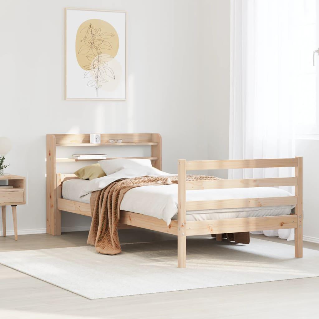 Sengeramme med sengegavl 100x200 cm massivt fyrretræ
