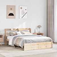 Sengeramme med sengegavl 135x190 cm massivt fyrretræ hvid