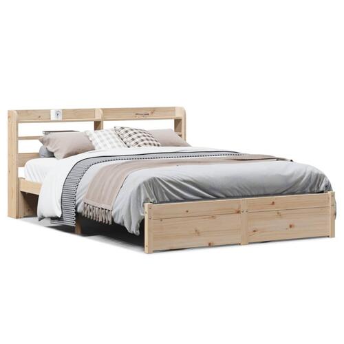 Sengeramme med sengegavl 135x190 cm massivt fyrretræ hvid