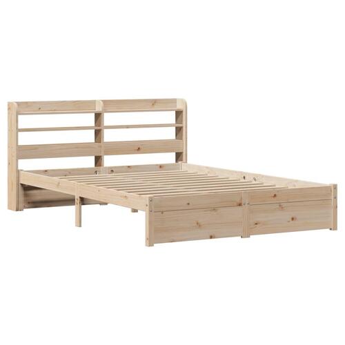 Sengeramme med sengegavl 135x190 cm massivt fyrretræ hvid