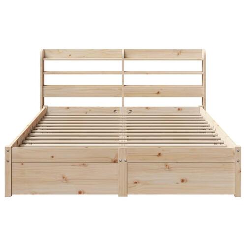 Sengeramme med sengegavl 135x190 cm massivt fyrretræ hvid
