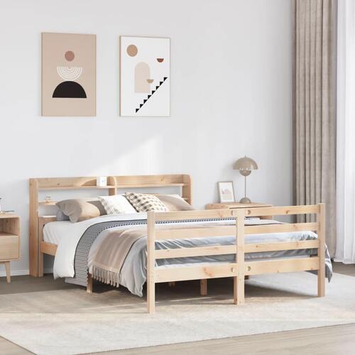 Sengeramme med sengegavl 120x200 cm massivt fyrretræ hvid
