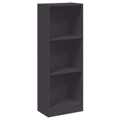 Bogreol med 3 hylder 40x24x109 cm konstrueret træ grå