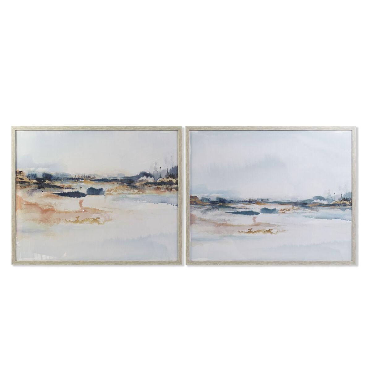 Maleri - håndmalet abstrakt, blå/hvid, 104 × 4 × 83,5 cm billede