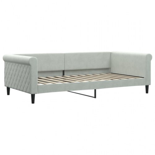 Daybed med madras 100×200 cm - velour, lysegrå