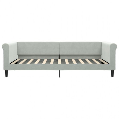 Daybed med madras 100×200 cm - velour, lysegrå