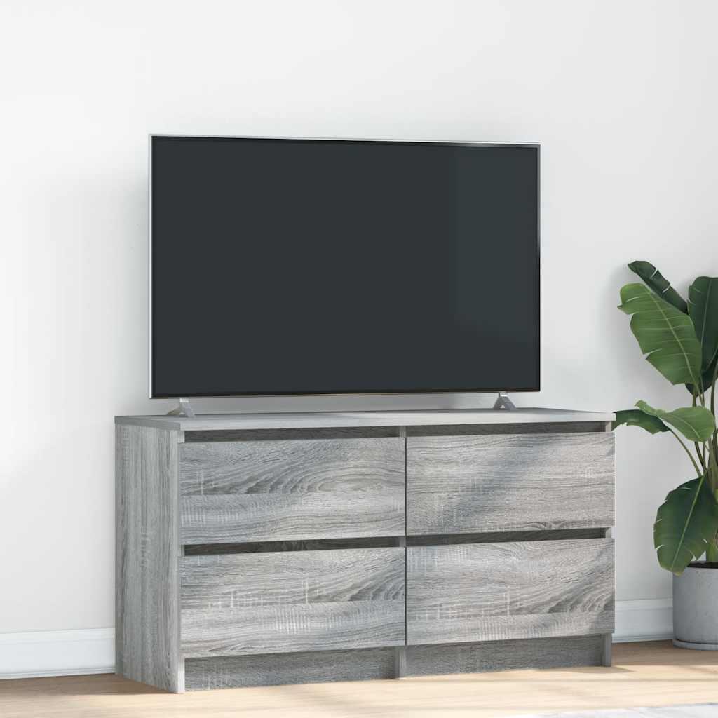 Tv-Bord 100X35X54 Cm Konstrueret Træ Etræsfarve - 100 cm (4 skuffer) / Grå sonoma-eg