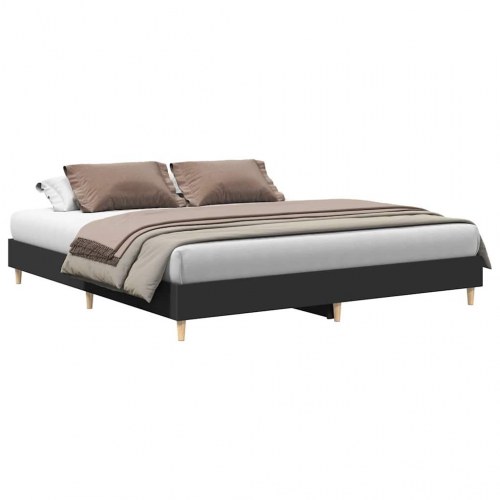 Sengestel 200 x 200 cm med lamelbund uden madras - sort