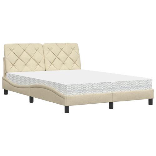 Seng med madras 120x200 cm stof cremefarvet