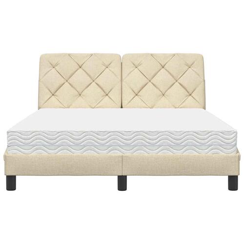 Seng med madras 120x200 cm stof cremefarvet