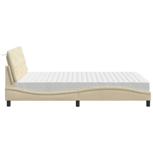 Seng med madras 120x200 cm stof cremefarvet