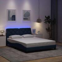 Sengeramme med LED uden madras 120x200 cm stof blå
