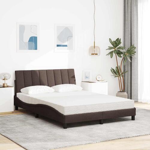 Seng med madras 140x200 cm stof mørkebrun