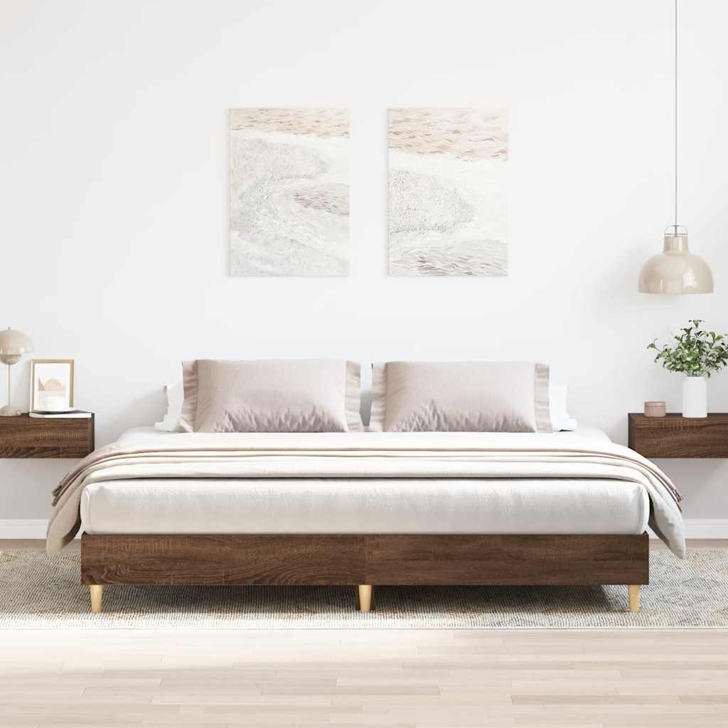 Sengestel uden madras 200x200 cm konstrueret træ brun eg