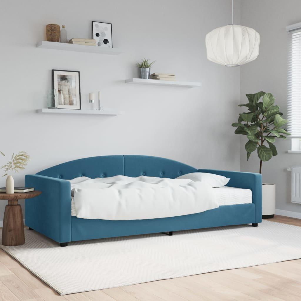 Daybed Velour Blå - med madras / 100 x 200 cm
