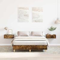Sengestel uden madras 135x190 cm konstrueret træ røget eg