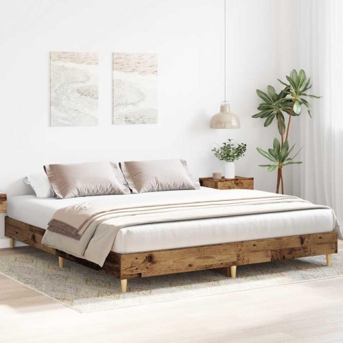 Sengestel uden madras 200 x 200 cm - antikt træ