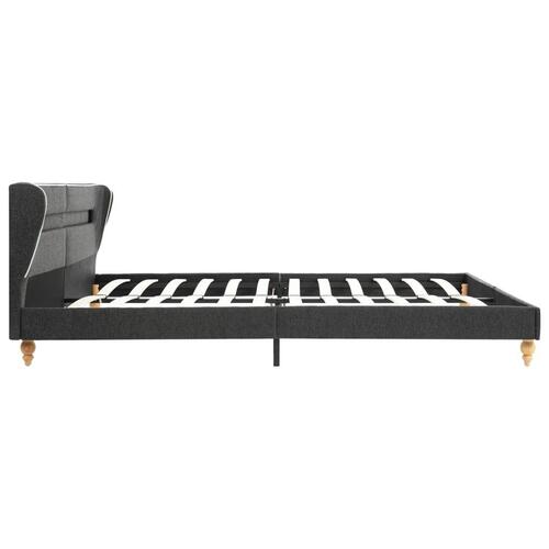 Sengestel med LED 180 x 200 cm sækkelærred mørkegrå