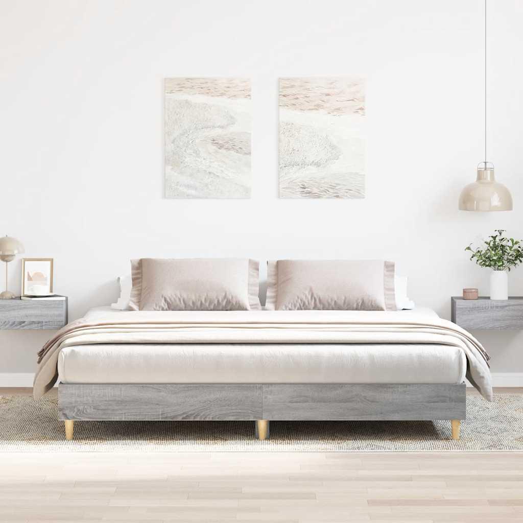 Sengestel uden madras 200x200 cm konstrueret træ grå sonoma-eg